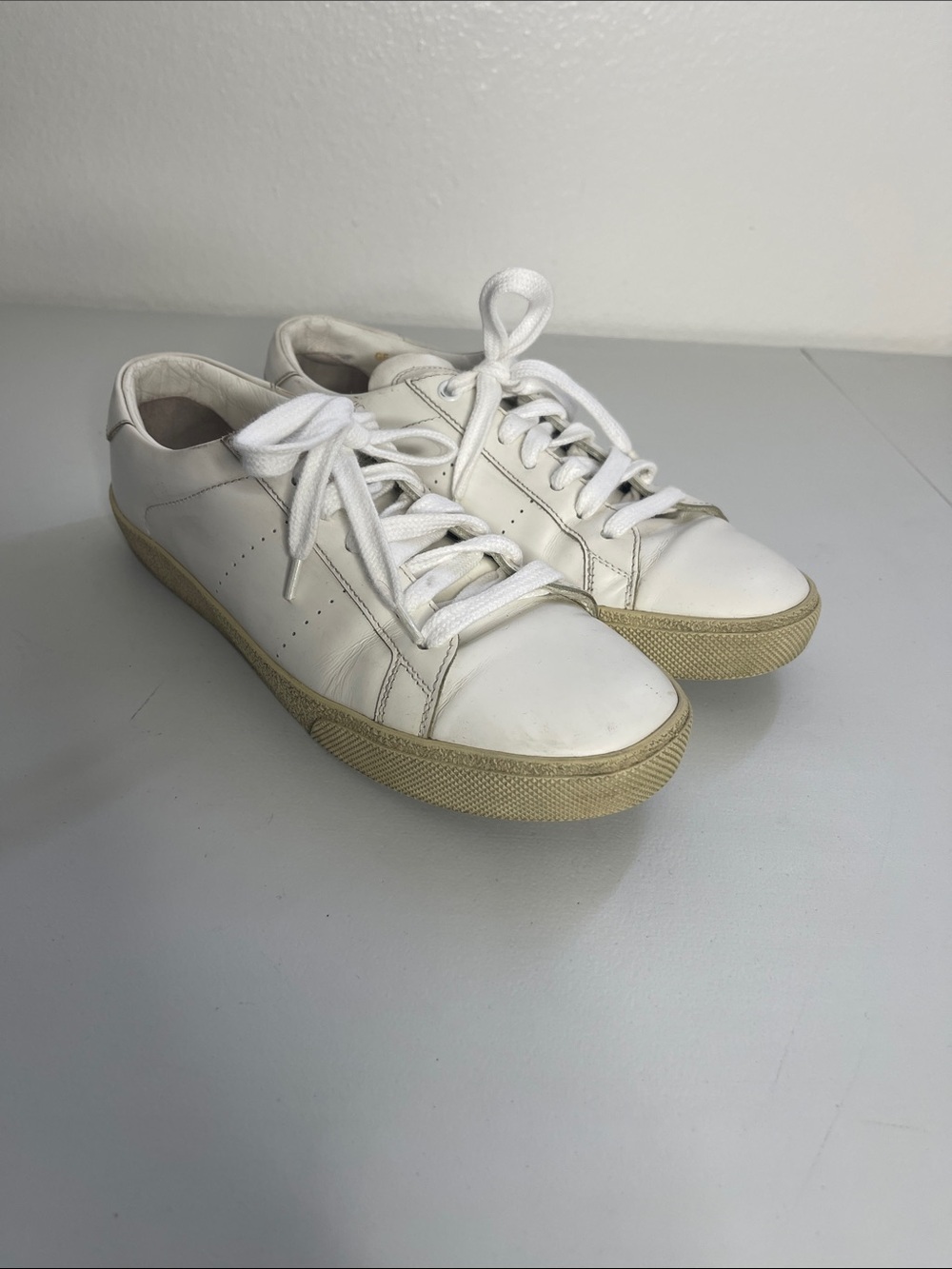 YVES SAINT LAURENT White Leather Women's Sneakers Size US 7.5